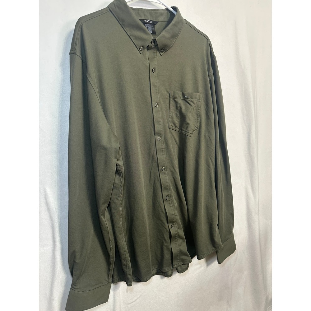 5.11 Tactical Mens 2XL Olive Green Button Down Long Sleeve Shirt 7710161-186 - Picture 2 of 12